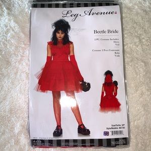 Beetlejuice Beetle Bride Red Costume Small
